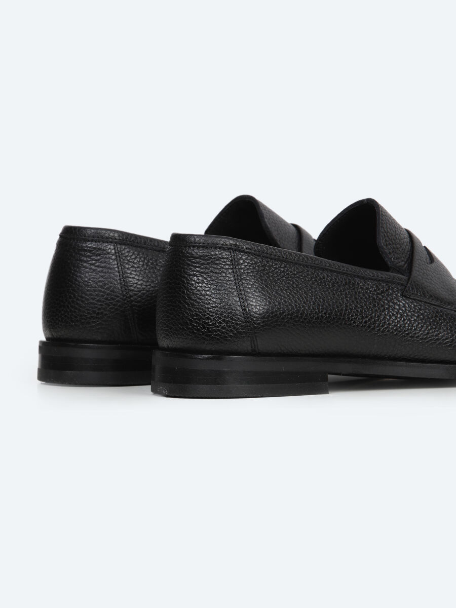 Black Leather Classical Loafer - 5
