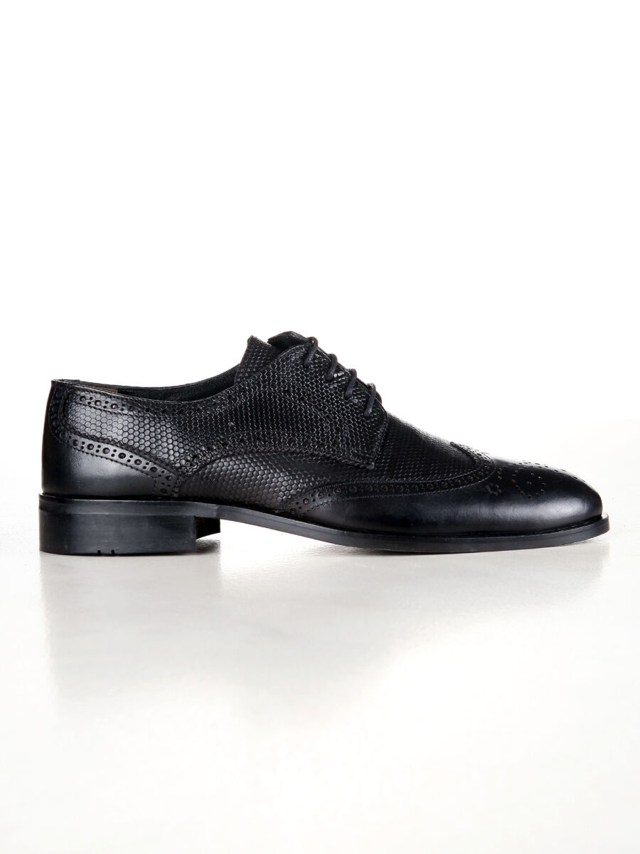 Black Leather Classical Shoes - 1