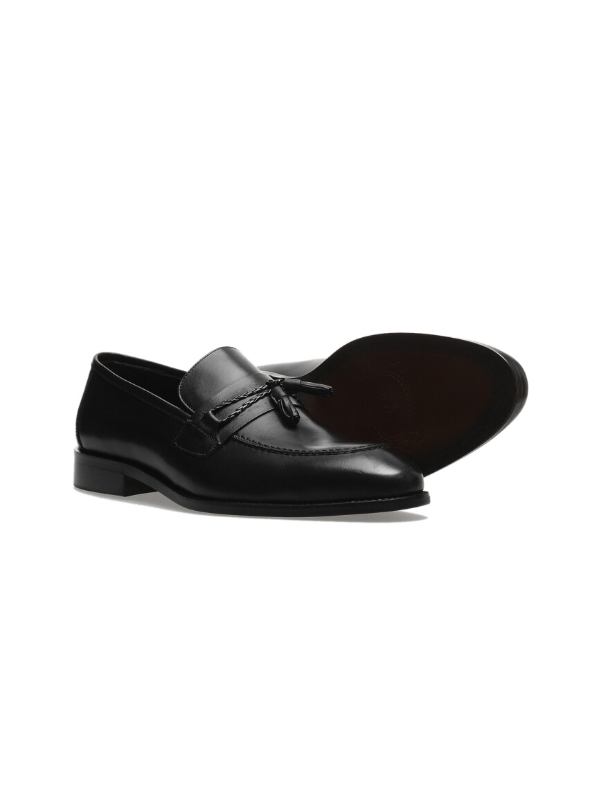 Black Leather Classical Shoes - 3