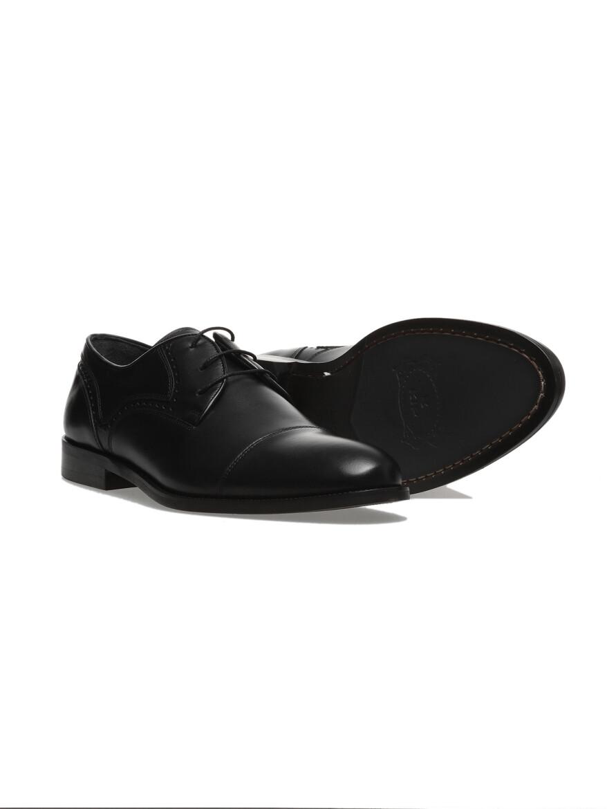 Black Leather Classical Shoes - 3
