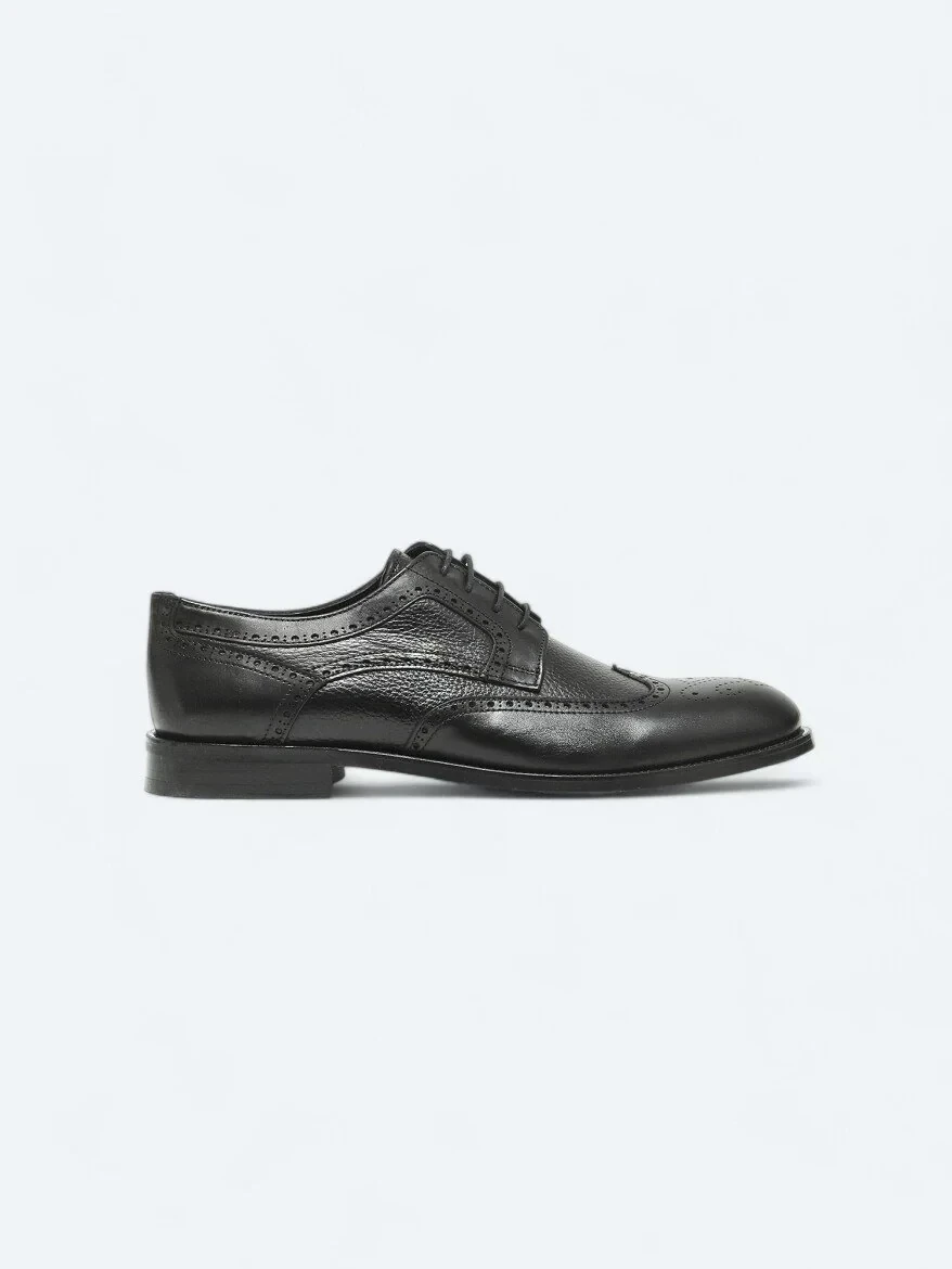 Black Leather Classical Shoes - 1