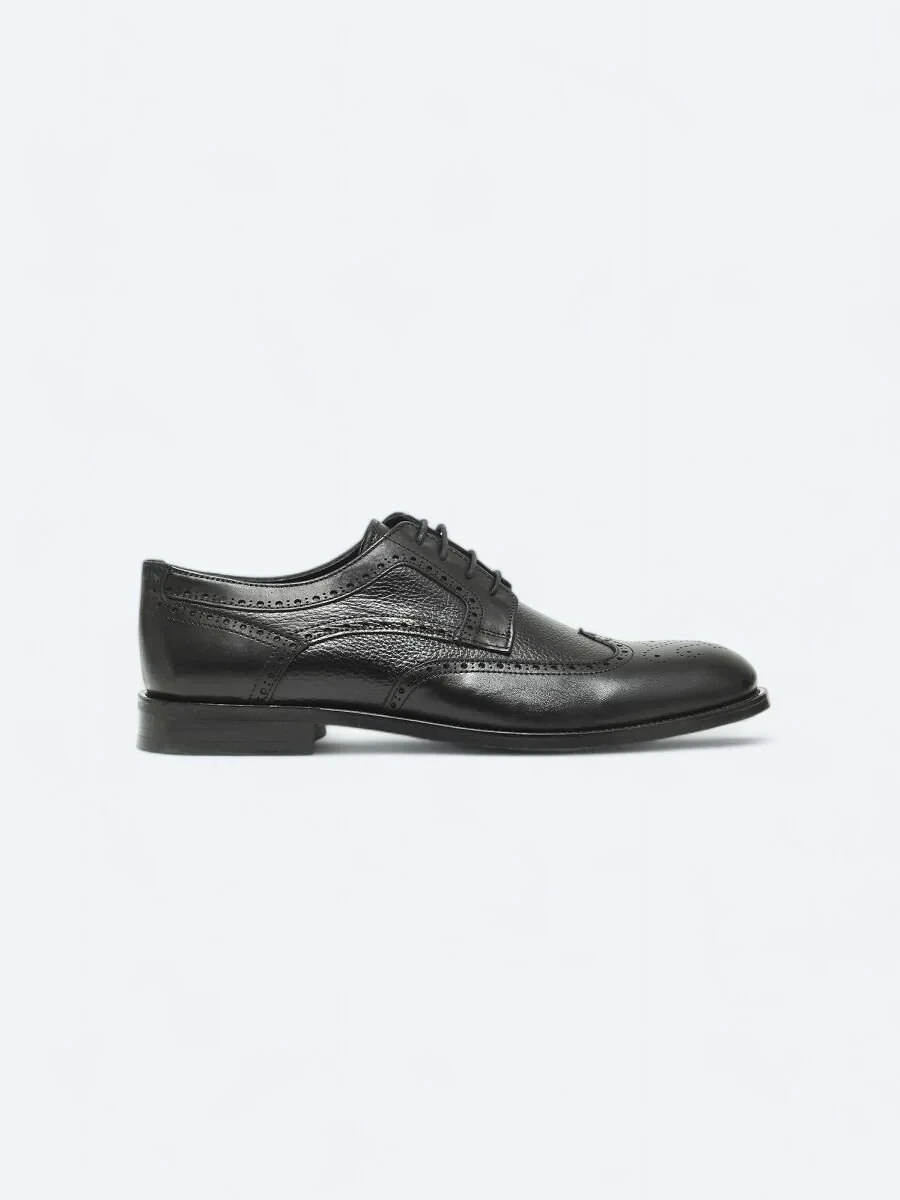 Black Leather Classical Shoes - 1