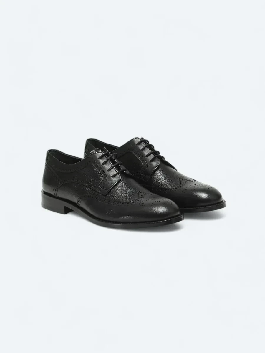 Black Leather Classical Shoes - 2