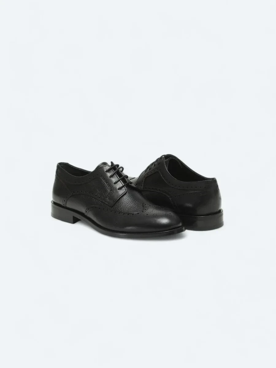 Black Leather Classical Shoes - 3