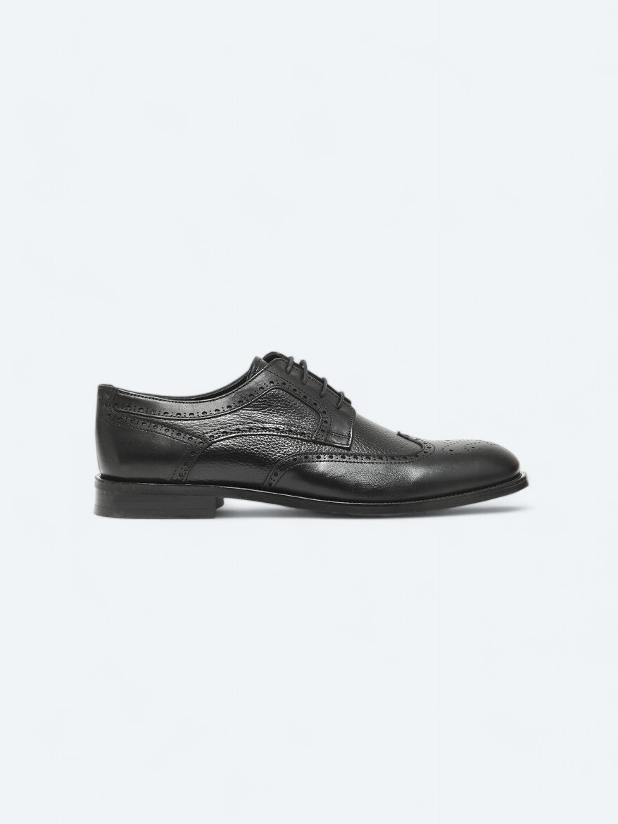 Black Leather Classical Shoes - 1