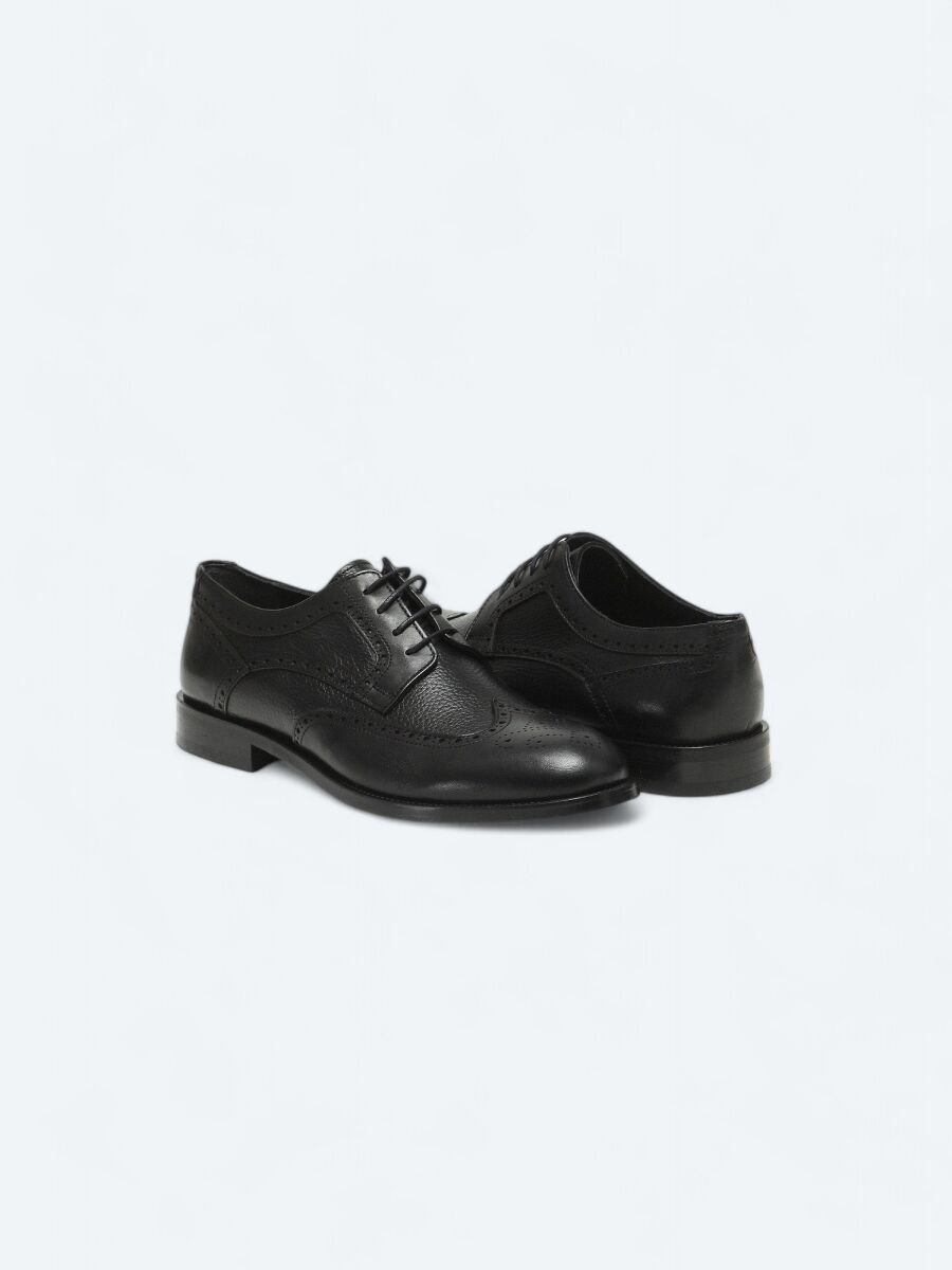 Black Leather Classical Shoes - 3