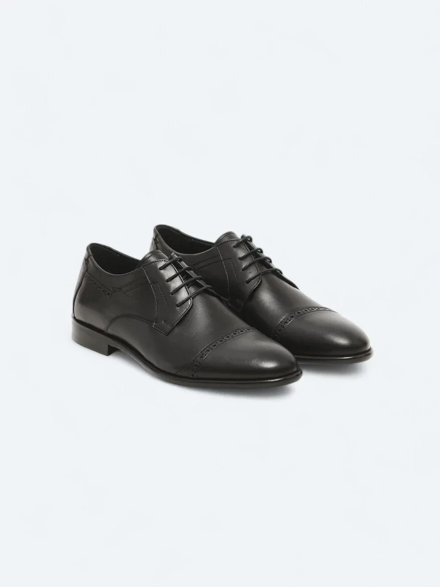 Black Leather Classical Shoes - 2