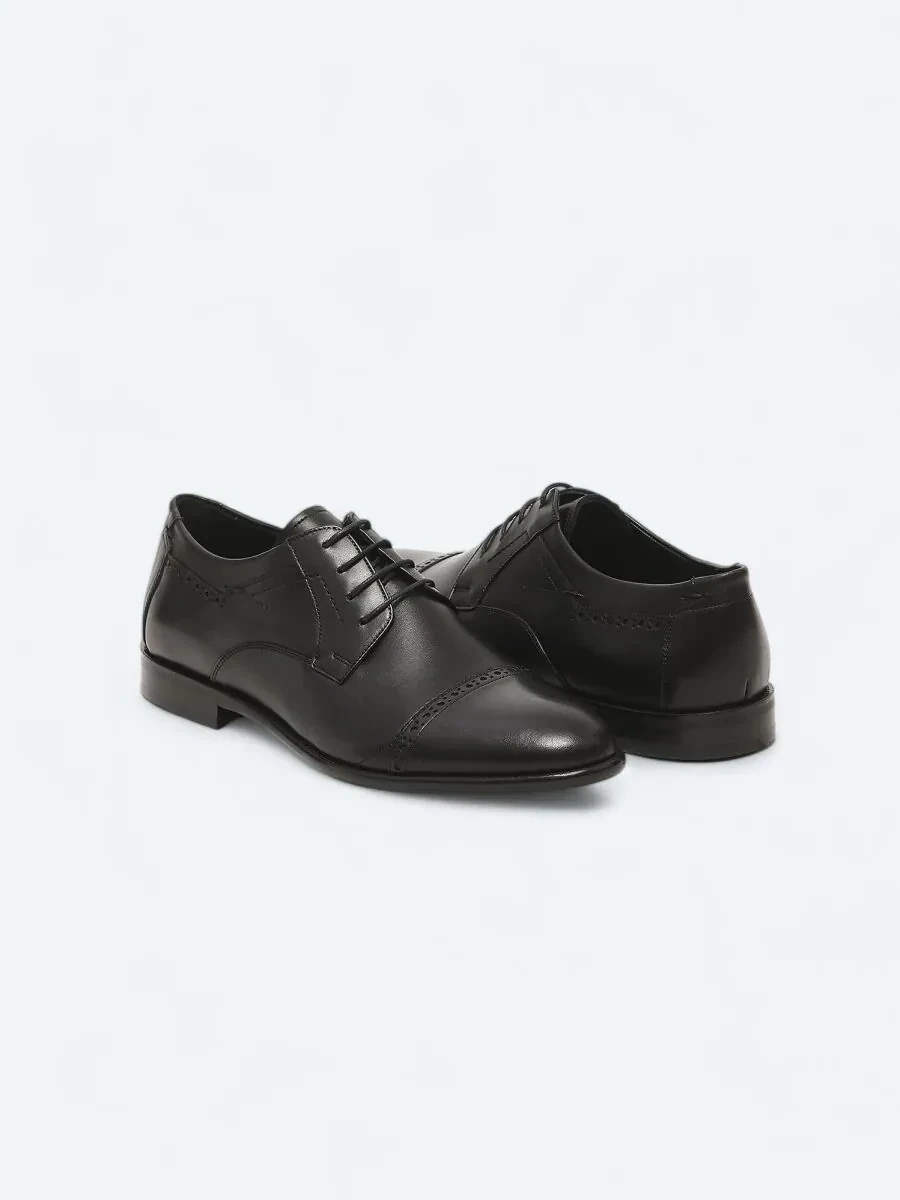 Black Leather Classical Shoes - 3