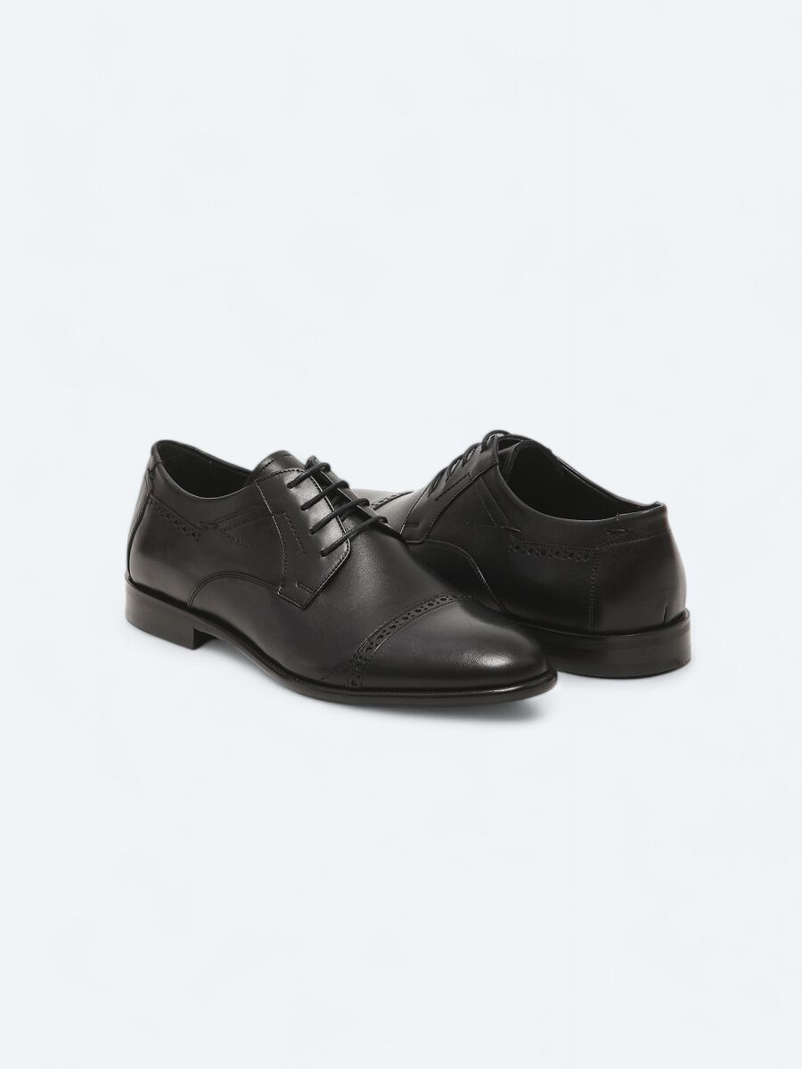Black Leather Classical Shoes - 3