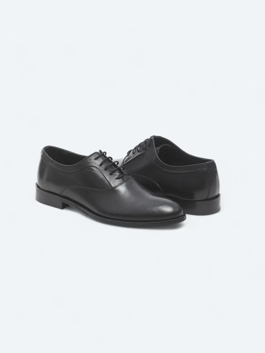 Black Leather Classical Shoes - 3
