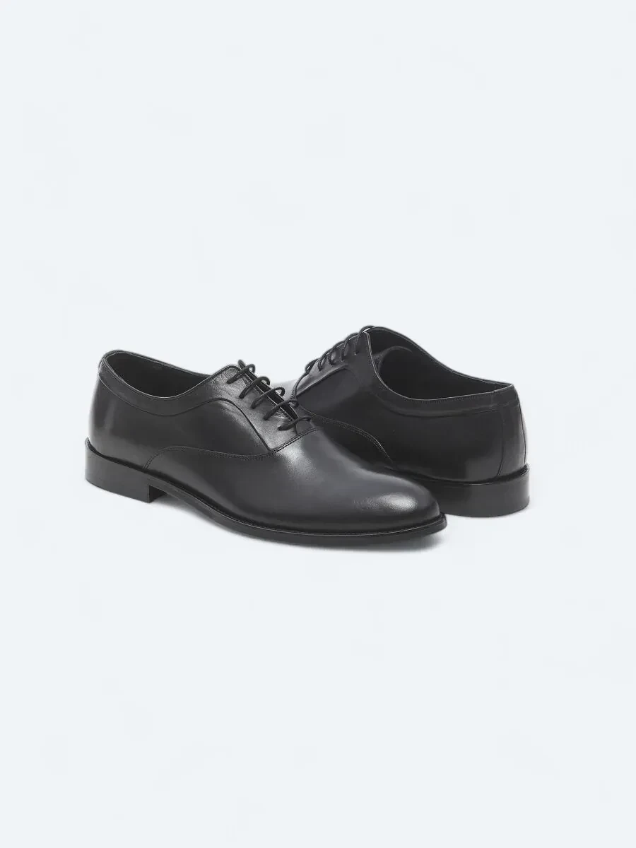 Black Leather Classical Shoes - 3