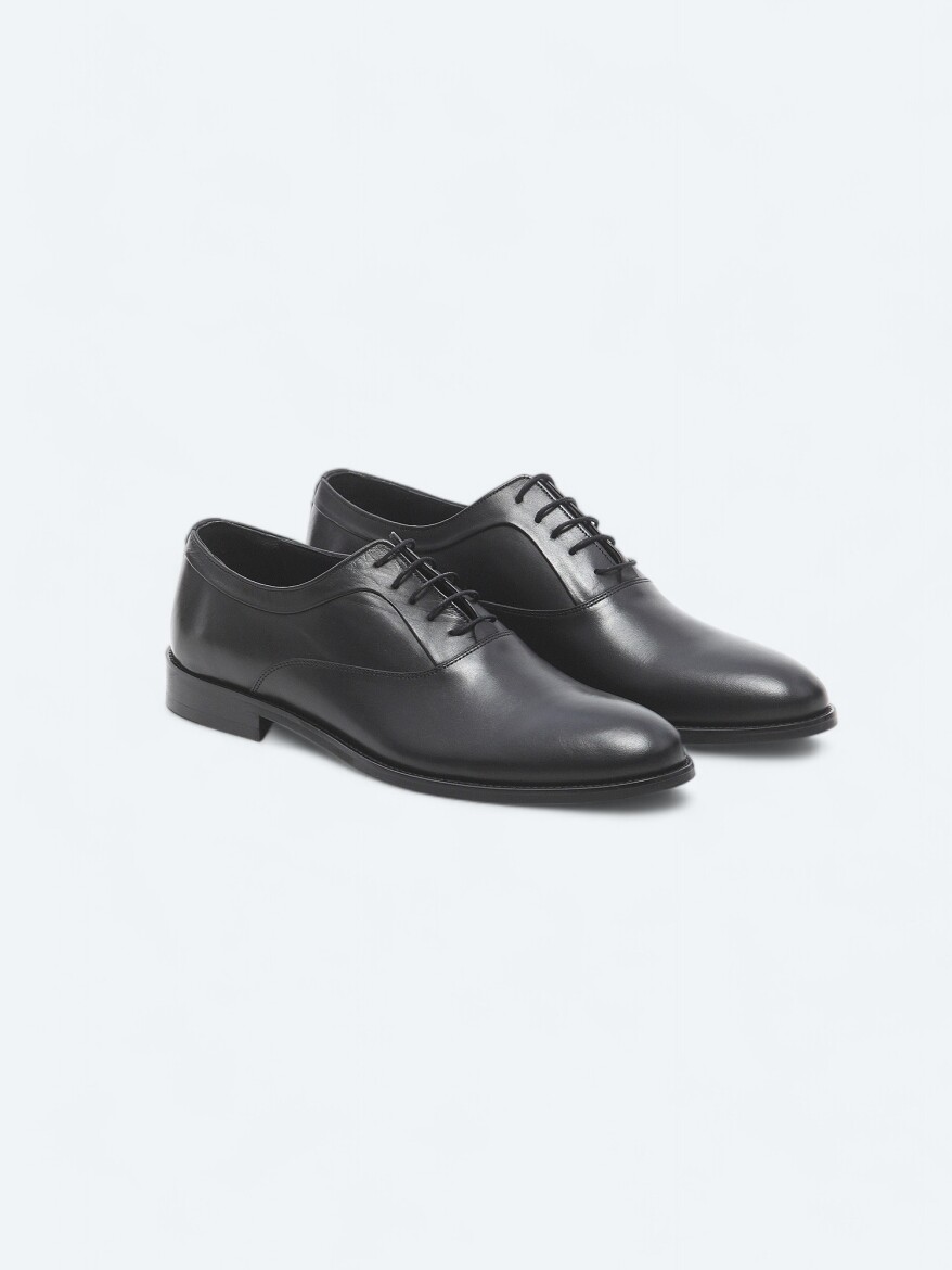 Black Leather Classical Shoes - 2