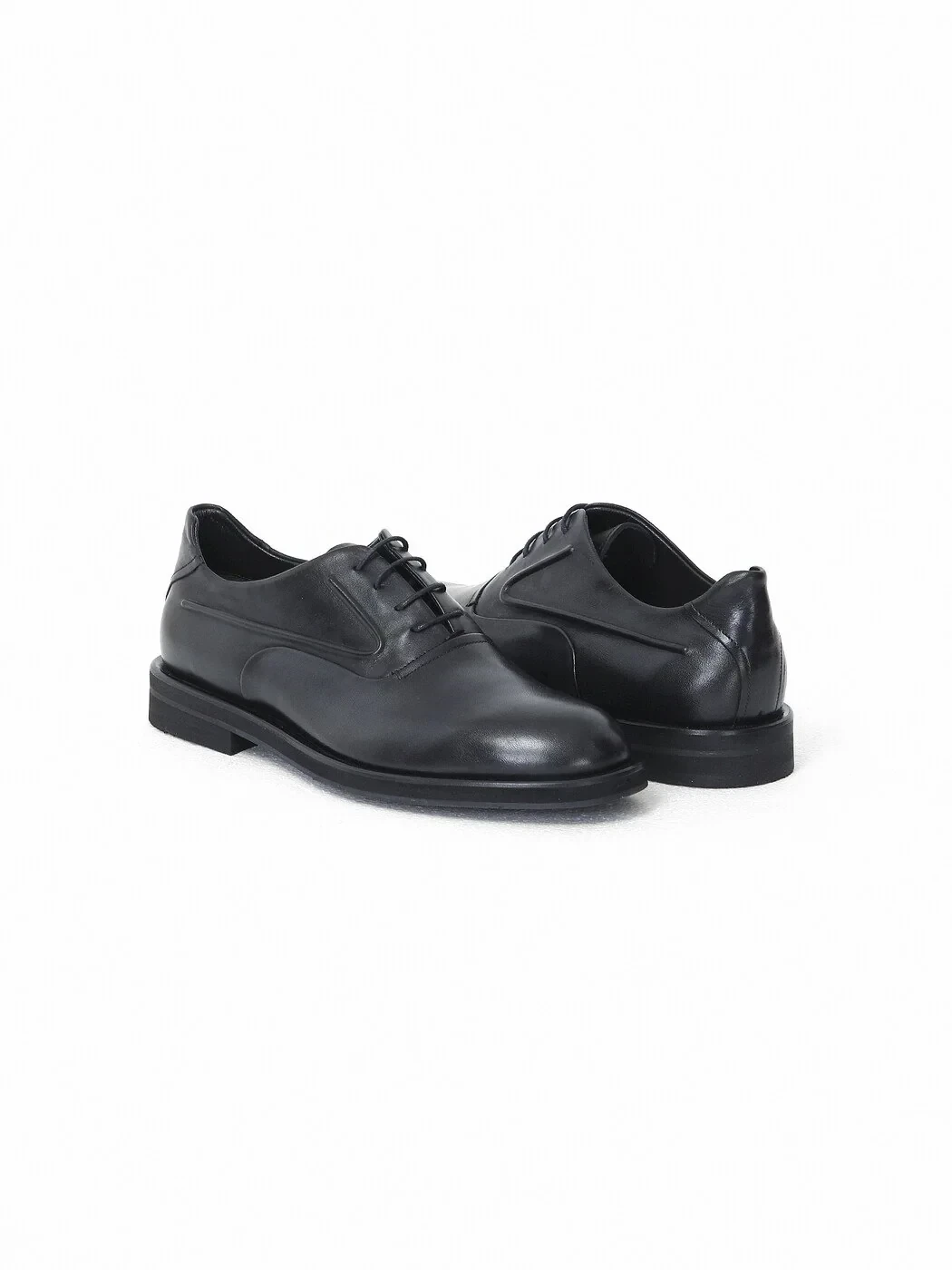 Black Leather Classical Shoes - 3