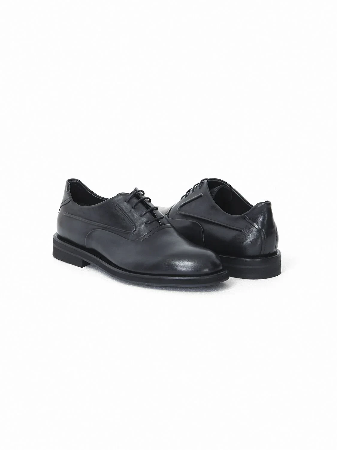 Black Leather Classical Shoes - 3