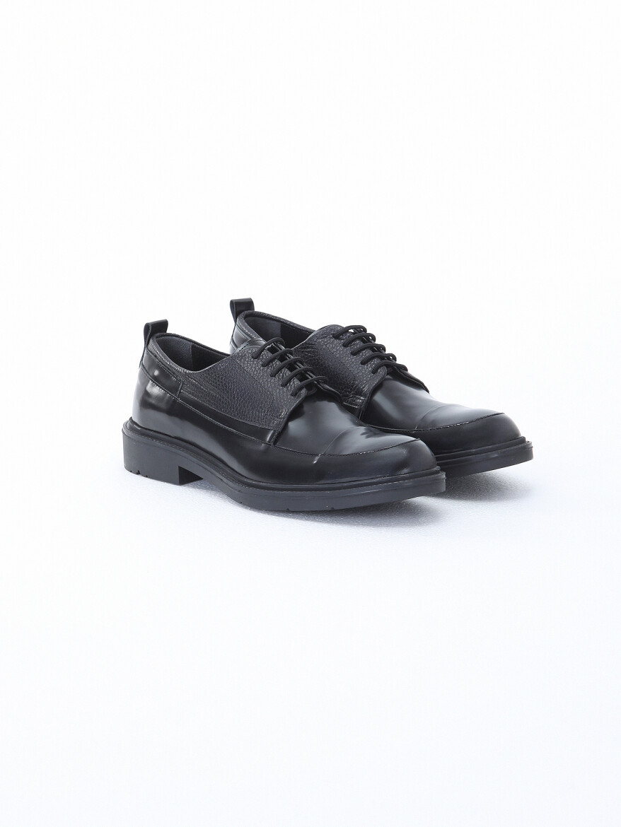 Black Leather Classical Shoes - 2