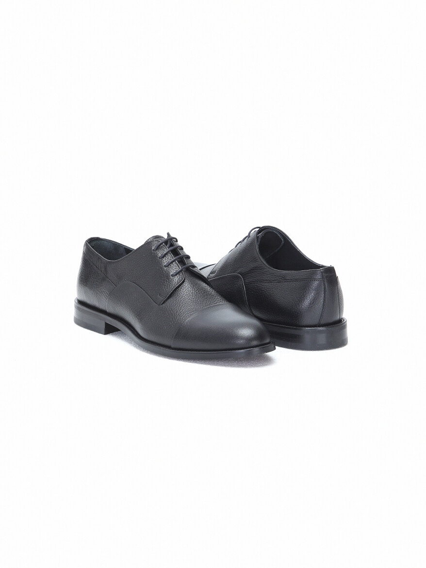 Black Leather Classical Shoes - 3