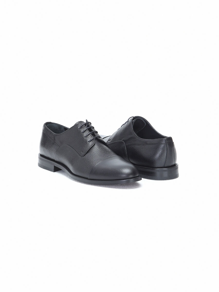 Black Leather Classical Shoes - 3