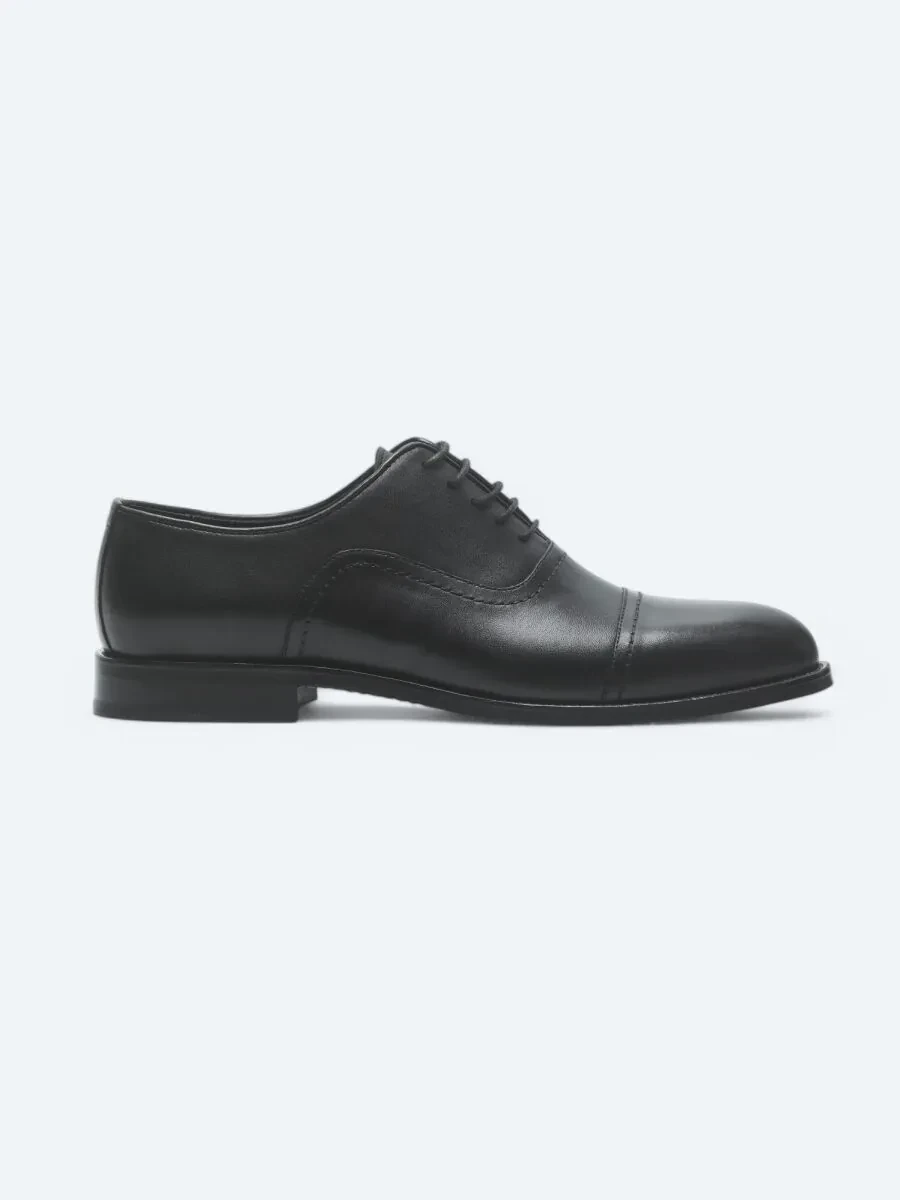 Black Leather Classical Shoes - 1