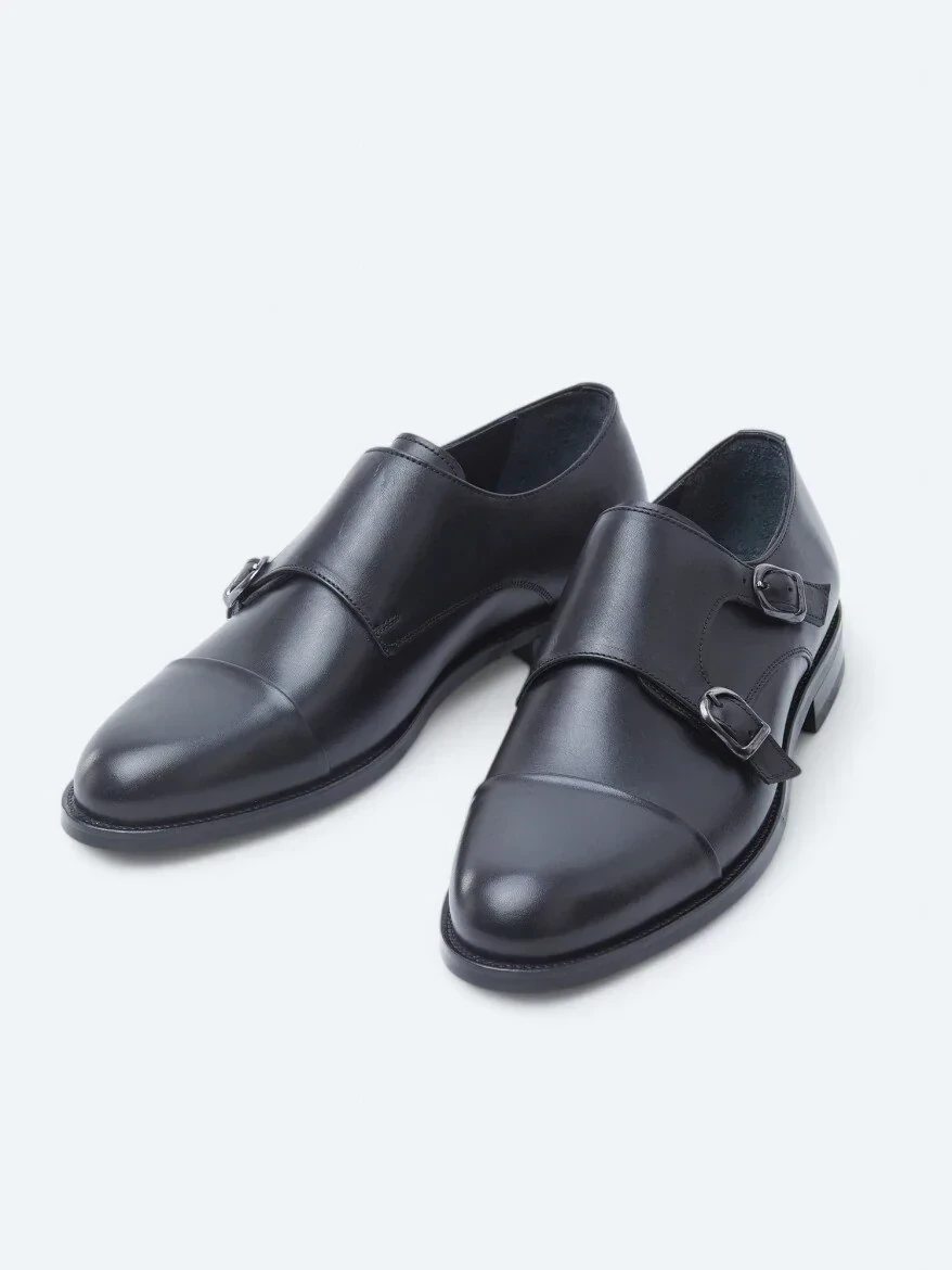Black Leather Classical Shoes - 2