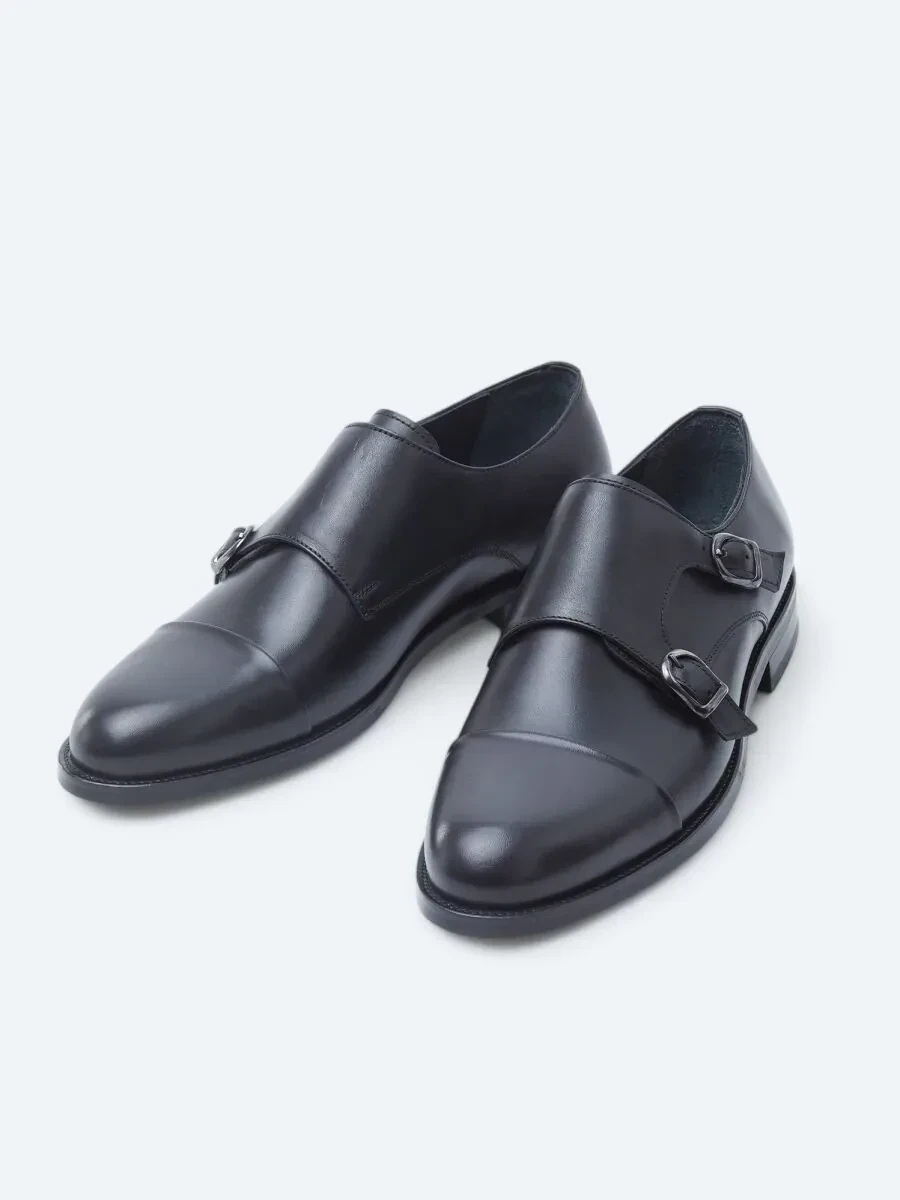 Black Leather Classical Shoes - 2