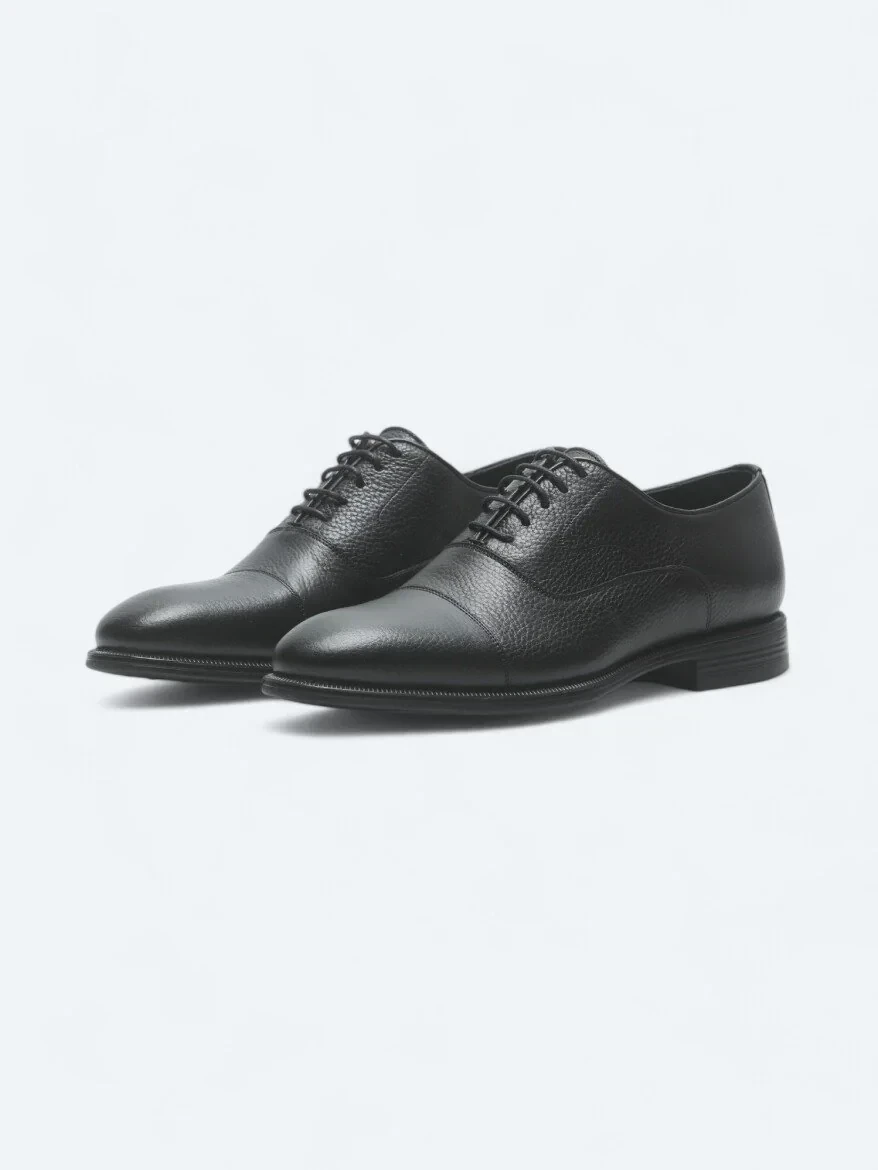 Black Leather Classical Shoes - 2