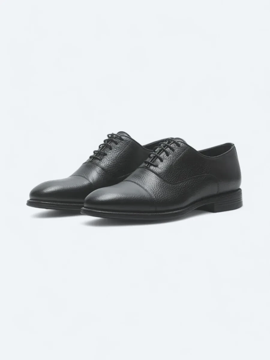 Black Leather Classical Shoes - 2