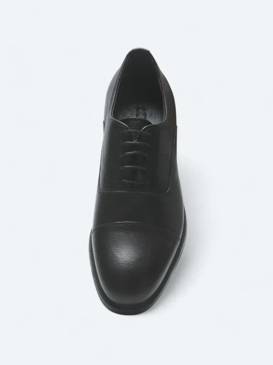 Black Leather Classical Shoes - 3