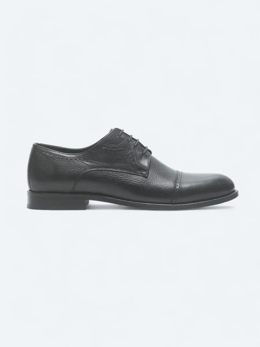Black Leather Classical Shoes - 1