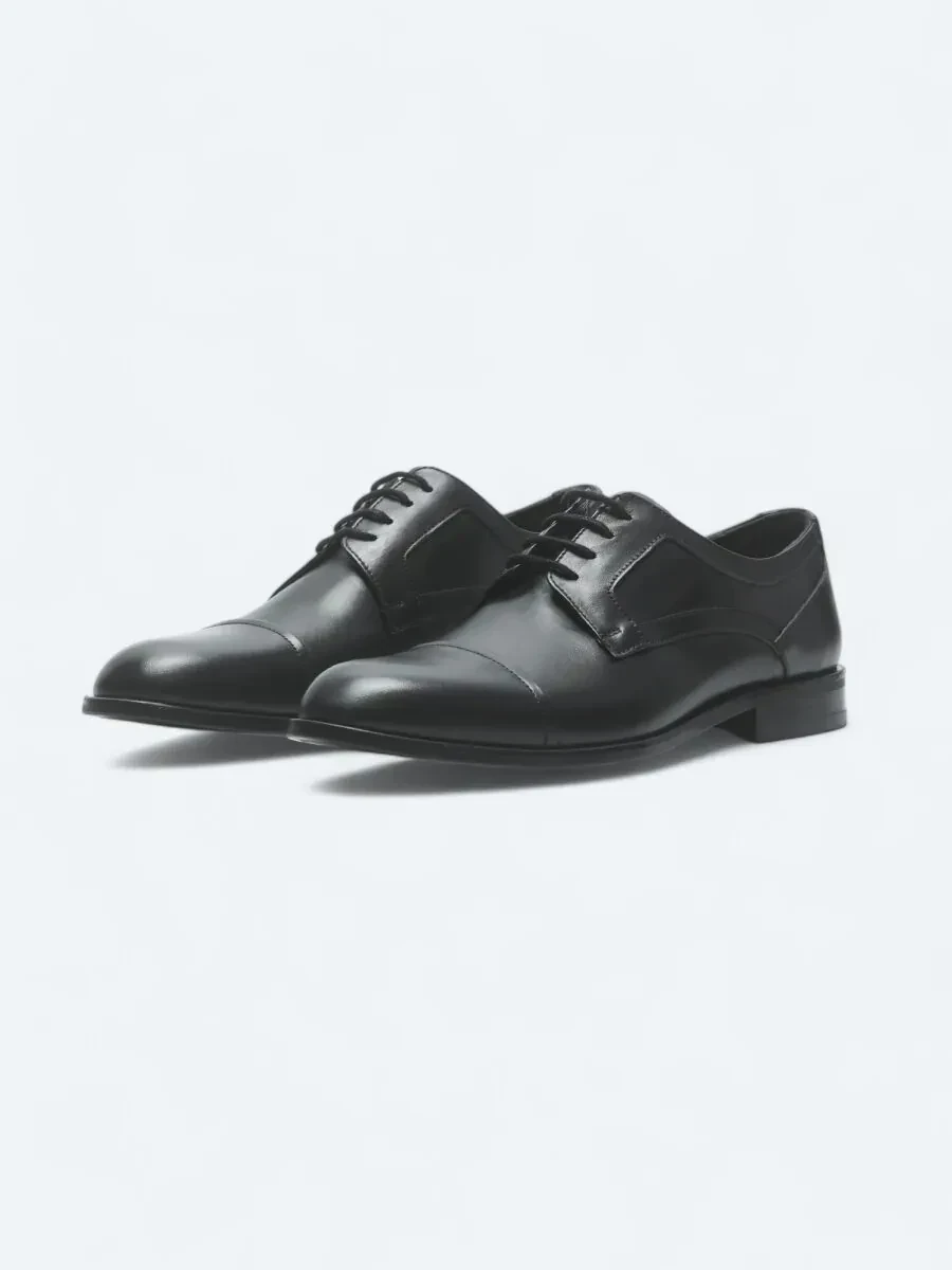Black Leather Classical Shoes - 2