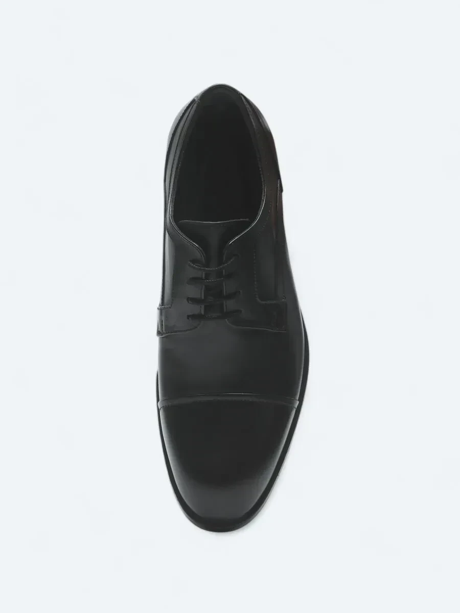 Black Leather Classical Shoes - 3