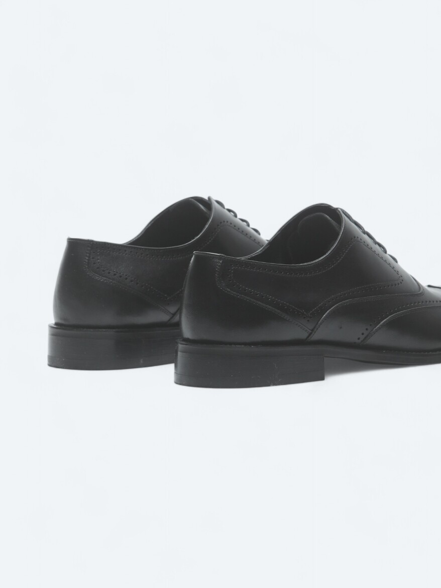 Black Leather Classical Shoes - 5