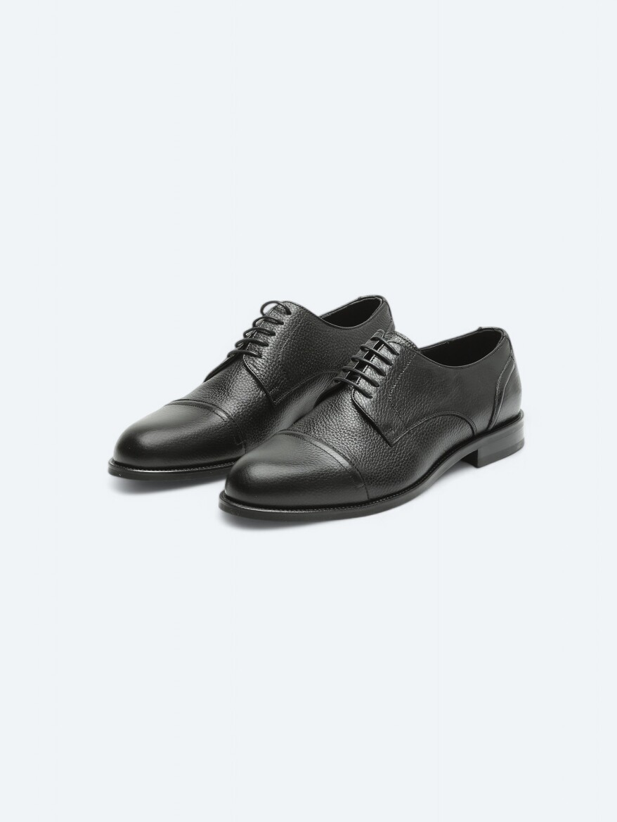 Black Leather Classical Shoes - 2