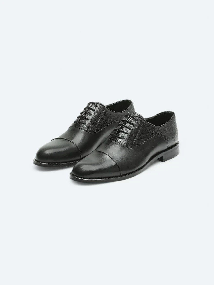 Black Leather Classical Shoes - 2