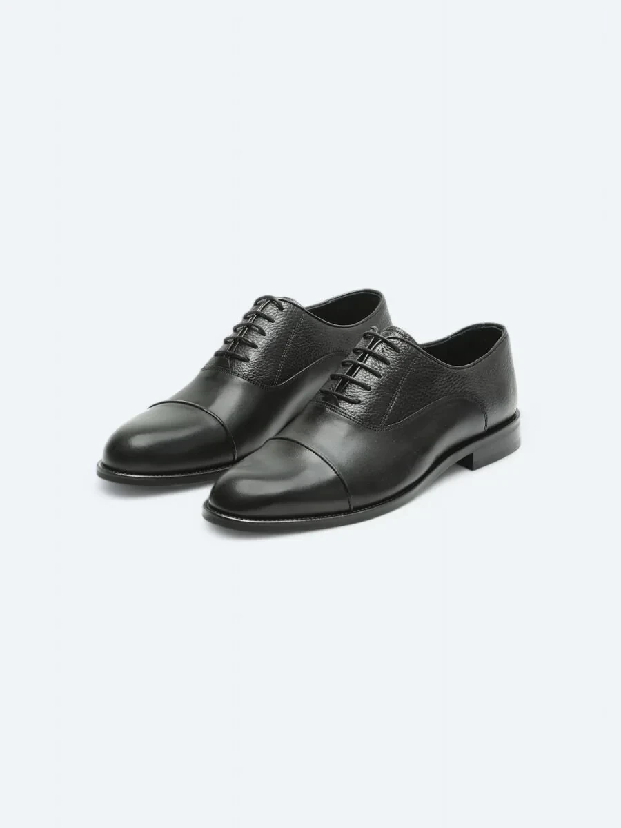 Black Leather Classical Shoes - 2