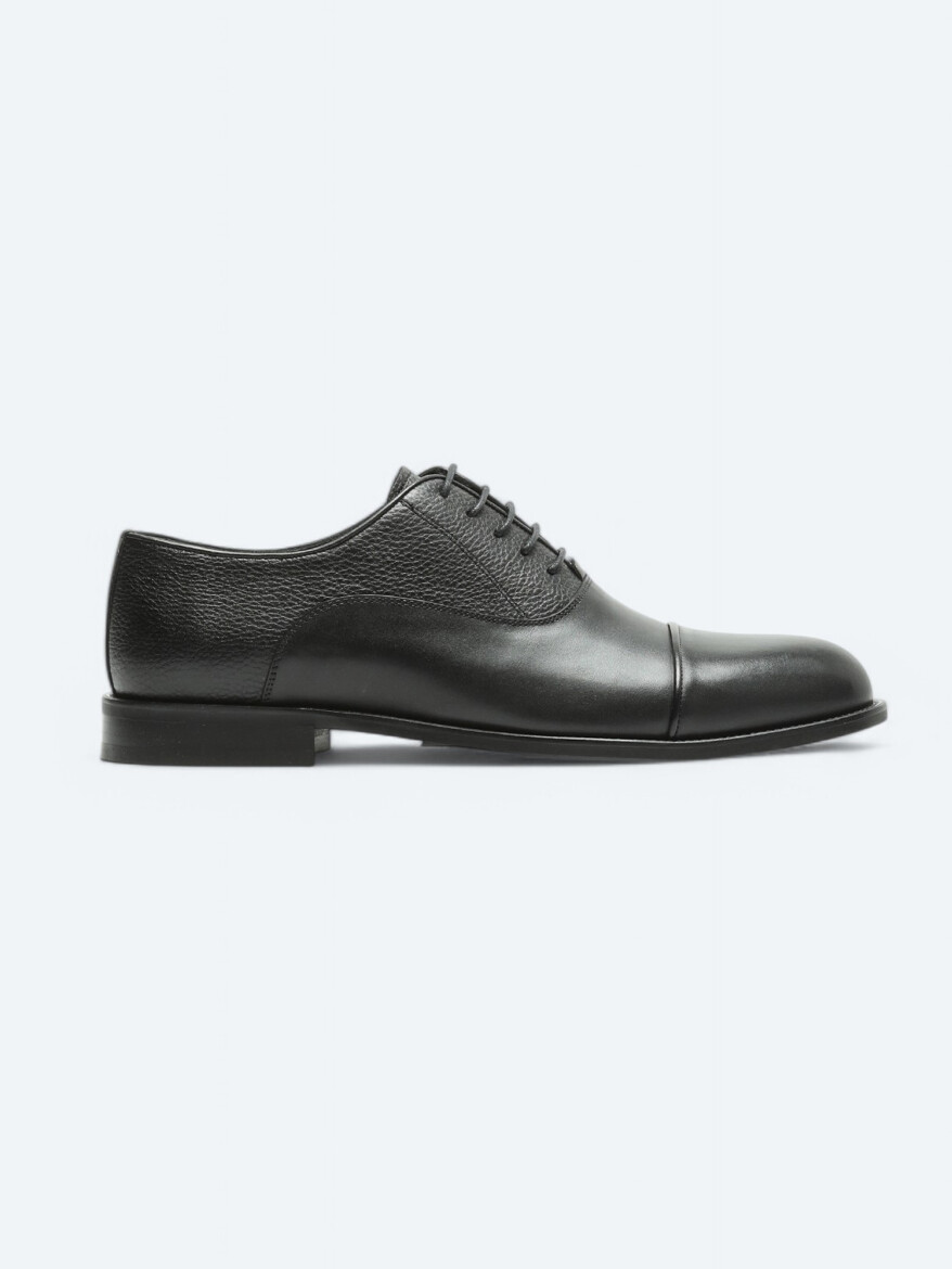 Black Leather Classical Shoes - KİP