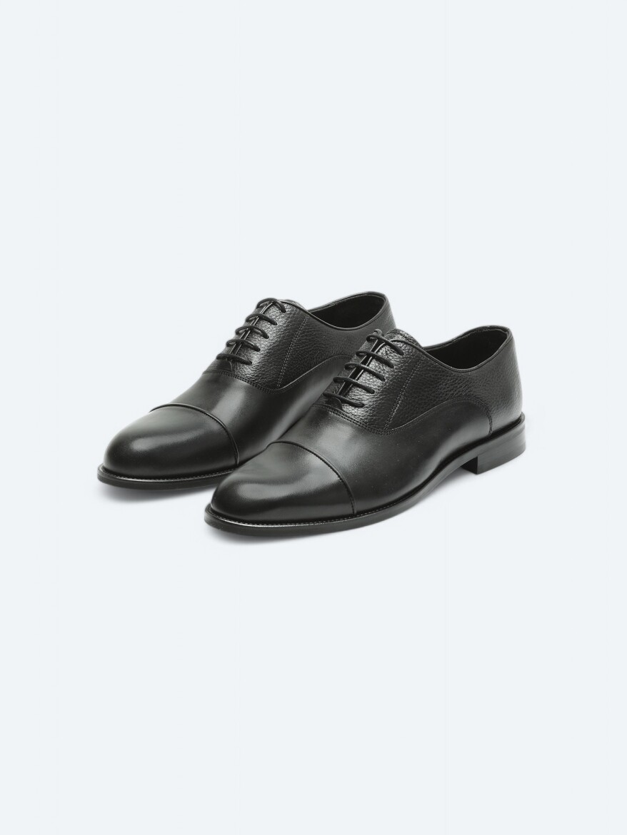 Black Leather Classical Shoes - KİP