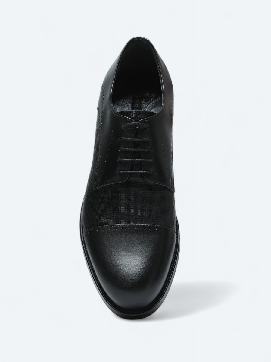 Black Leather Classical Shoes - 3