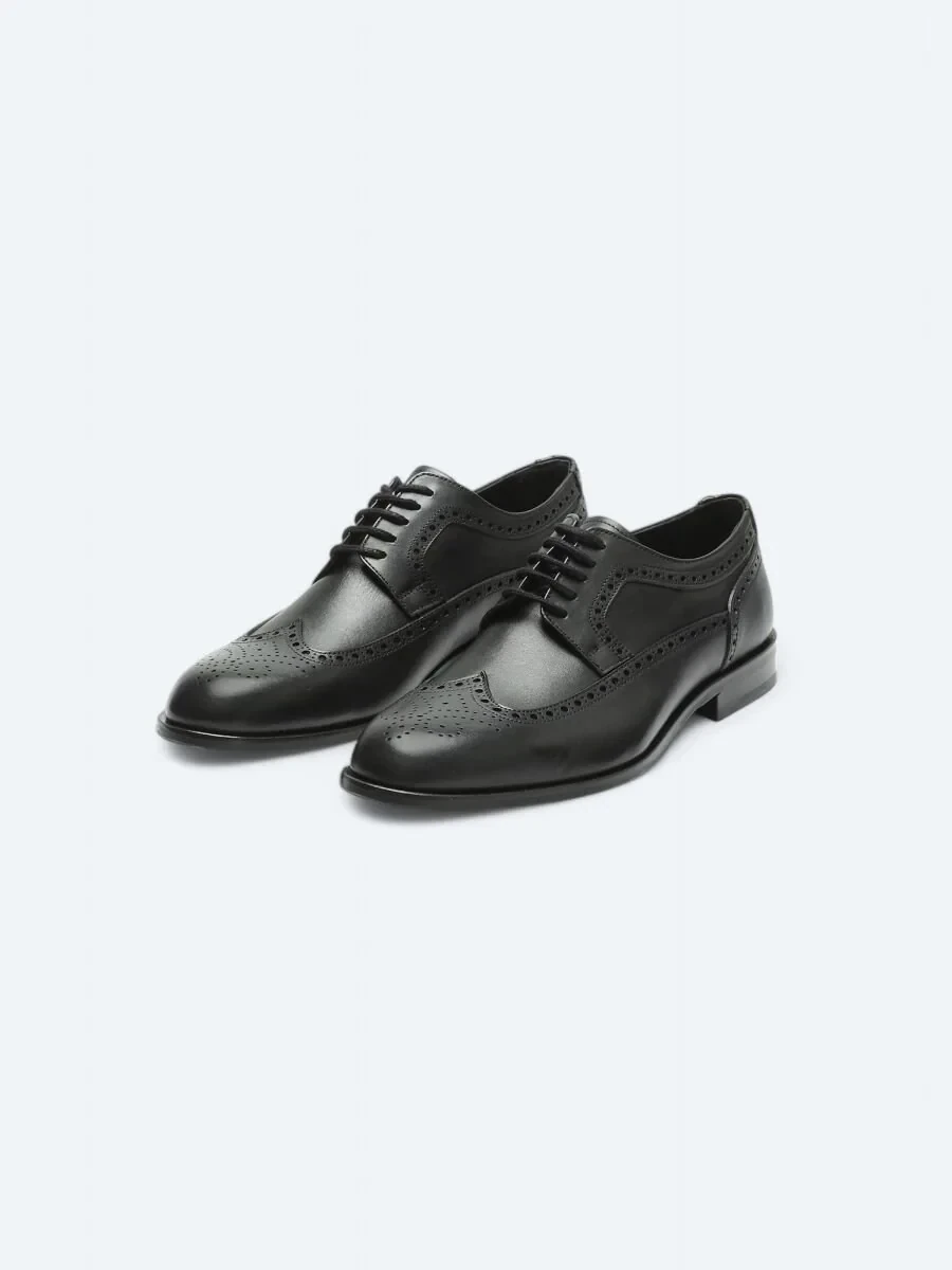 Black Leather Classical Shoes - 2
