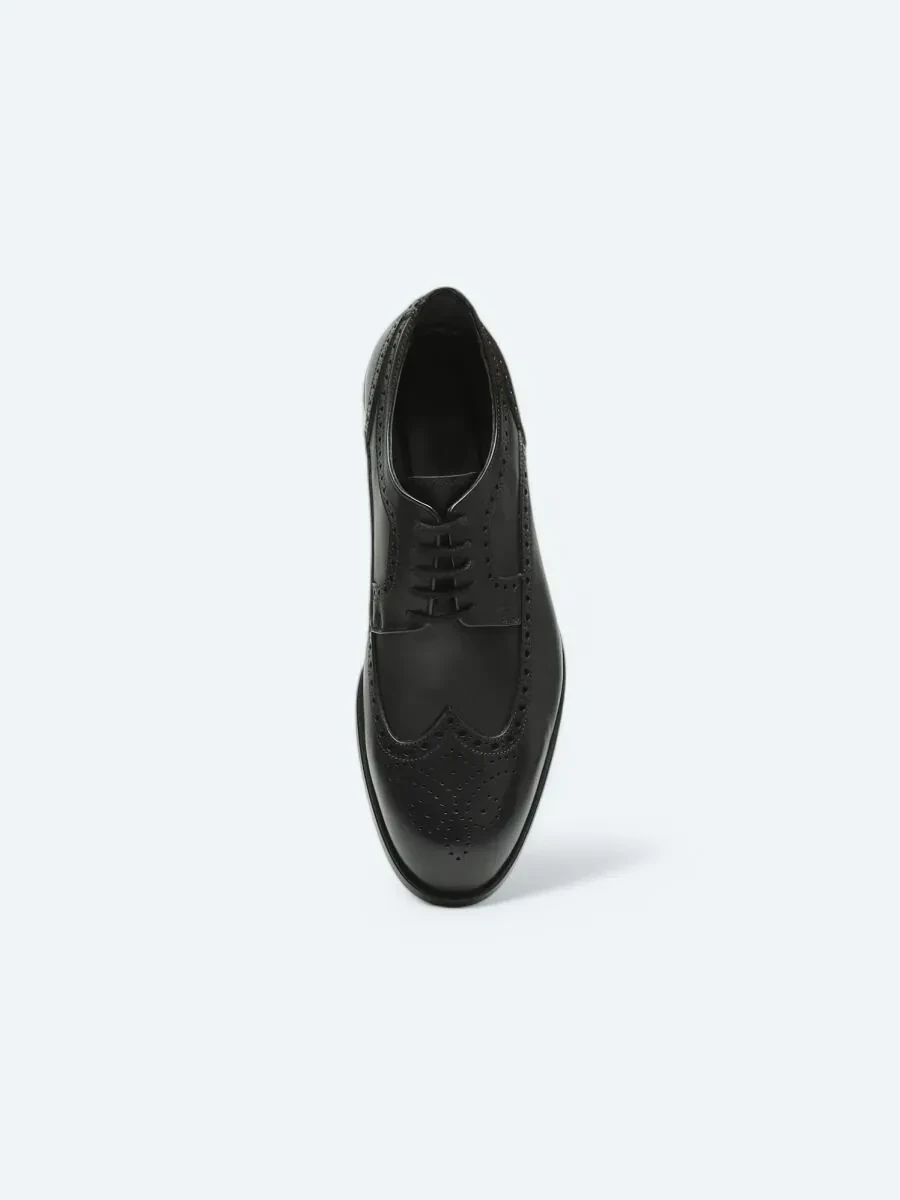 Black Leather Classical Shoes - 3
