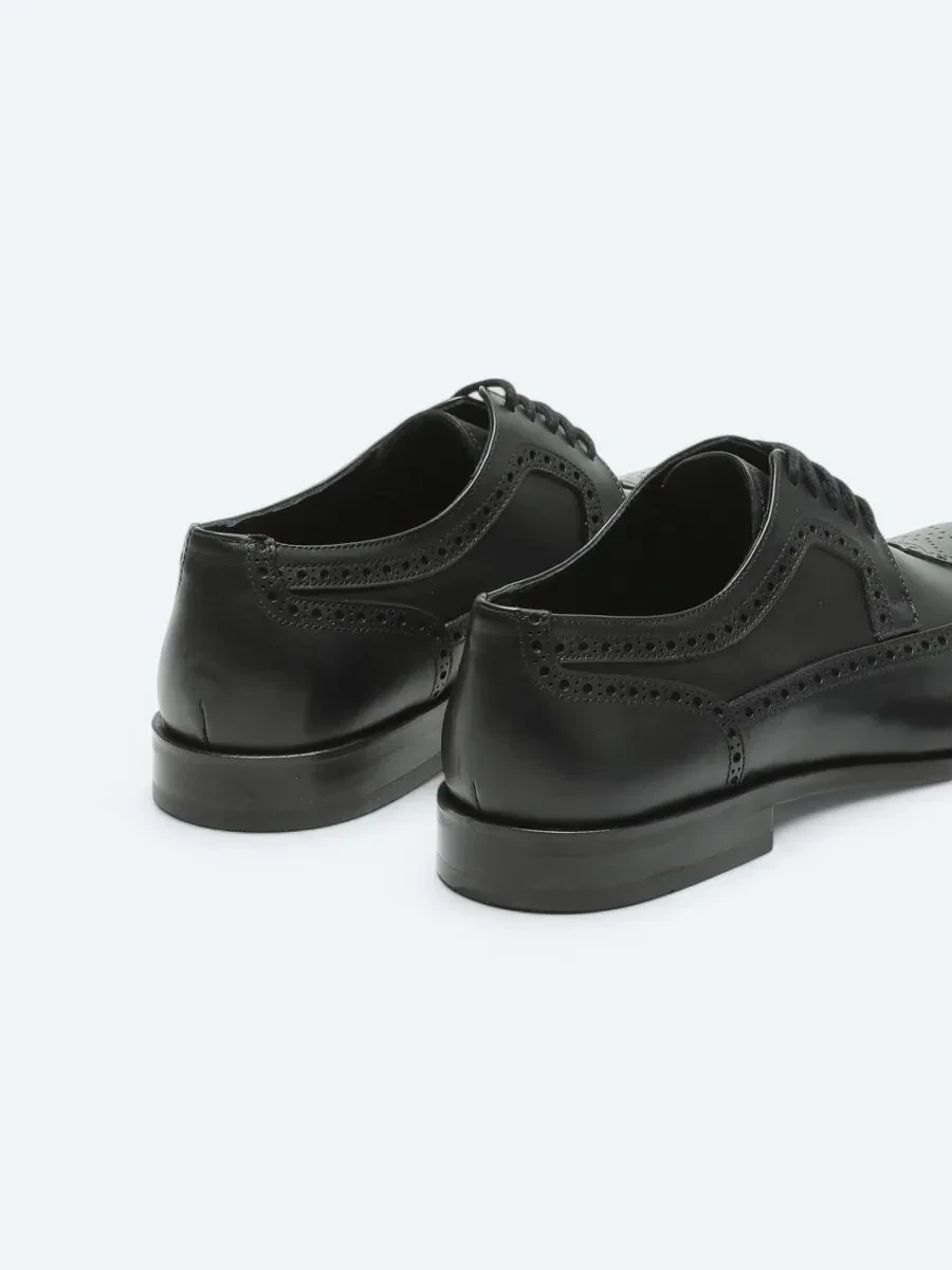 Black Leather Classical Shoes - 5