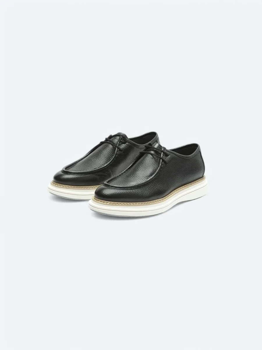 Black Leather Classical Shoes - 2