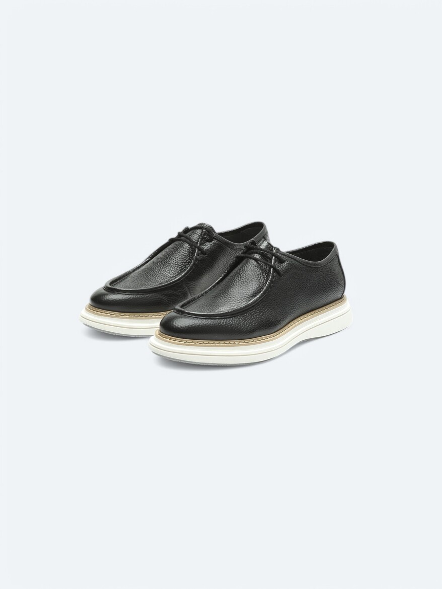 Black Leather Classical Shoes - 2