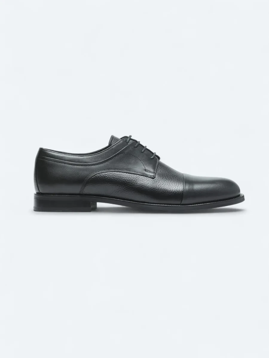 Black Leather Classical Shoes - 1
