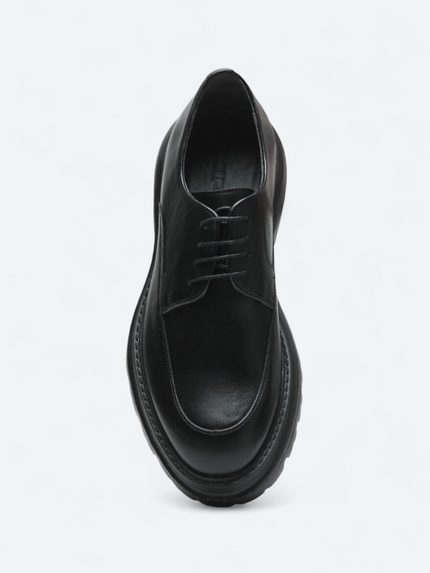 Black Leather Classical Shoes - 3
