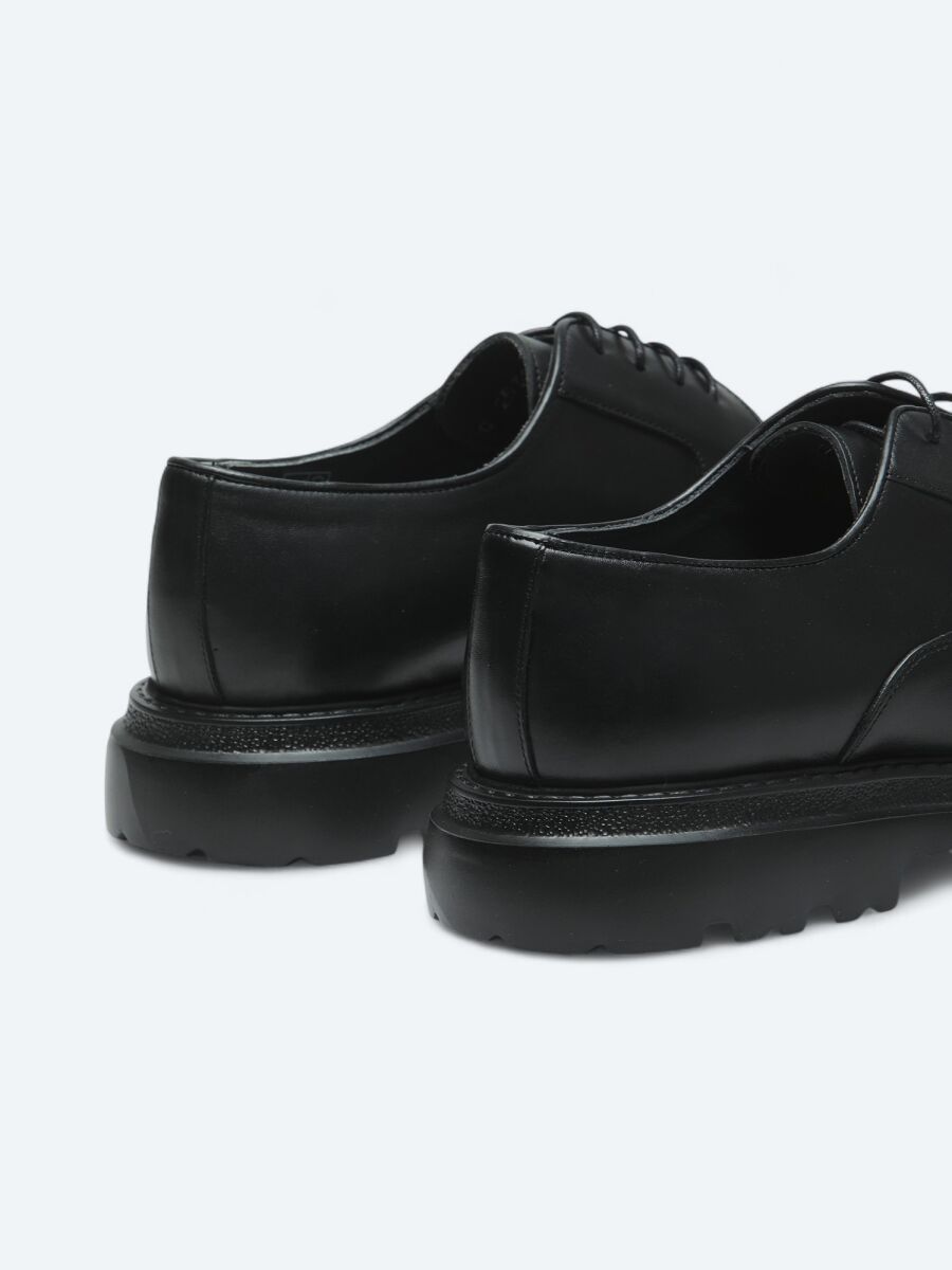 Black Leather Classical Shoes - 5