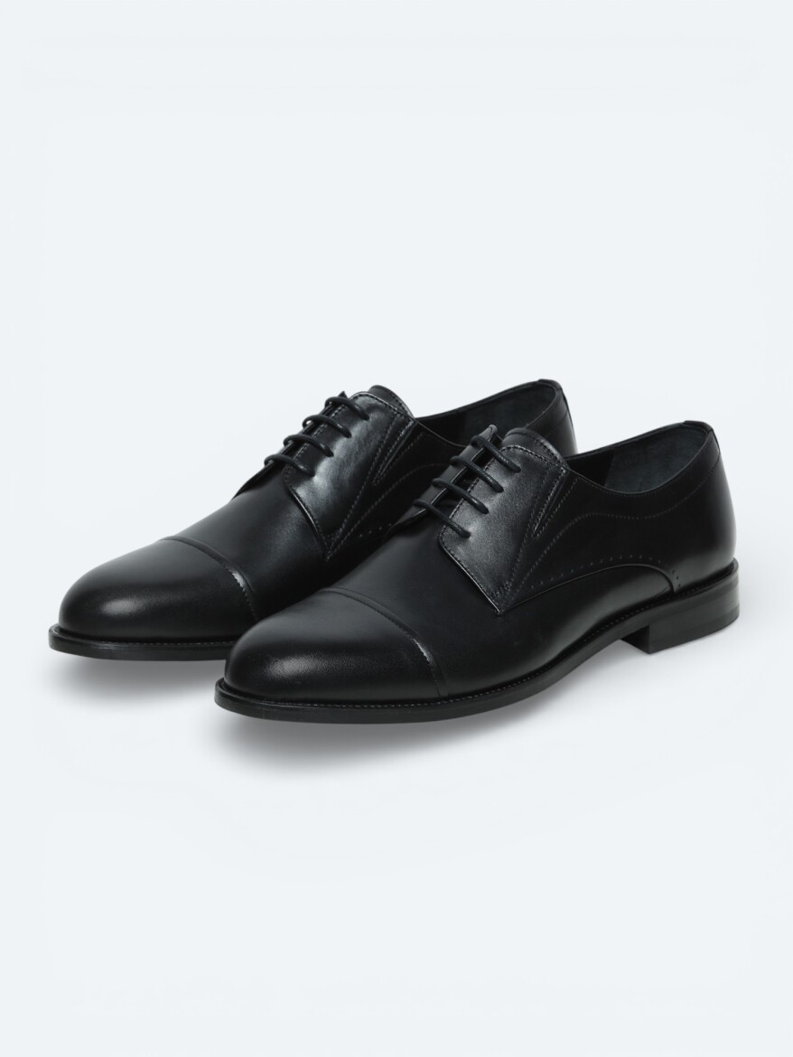 Black Leather Classical Shoes - 2