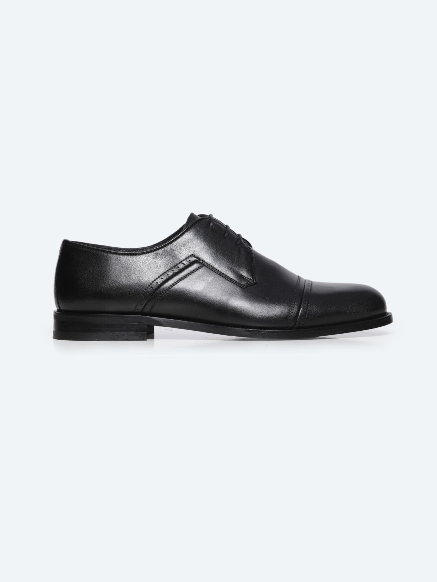 Black Leather Classical Shoes - KİP