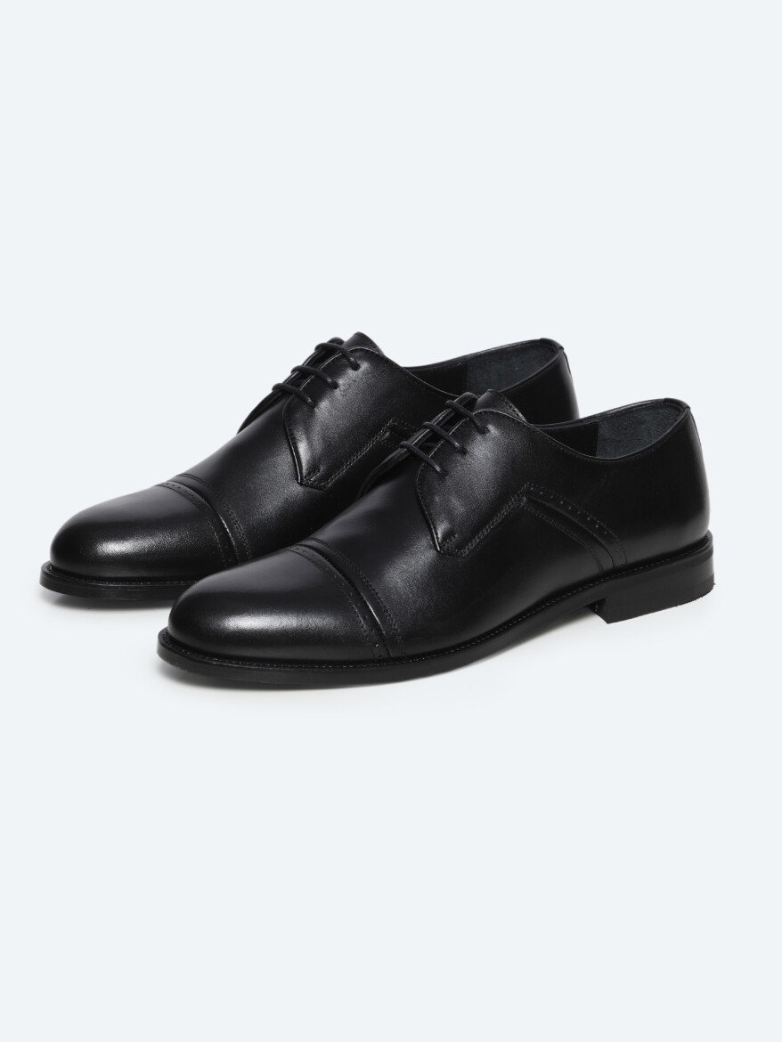 Black Leather Classical Shoes - KİP