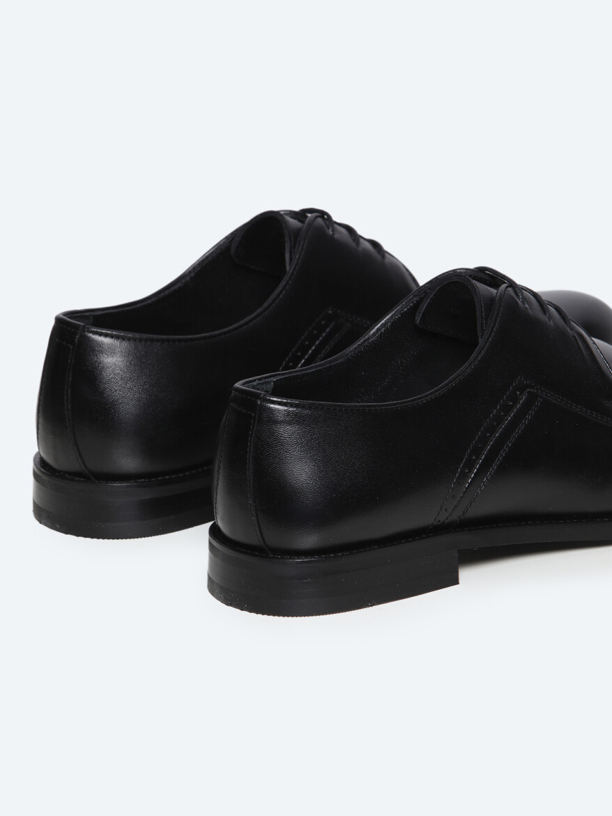 Black Leather Classical Shoes - 3