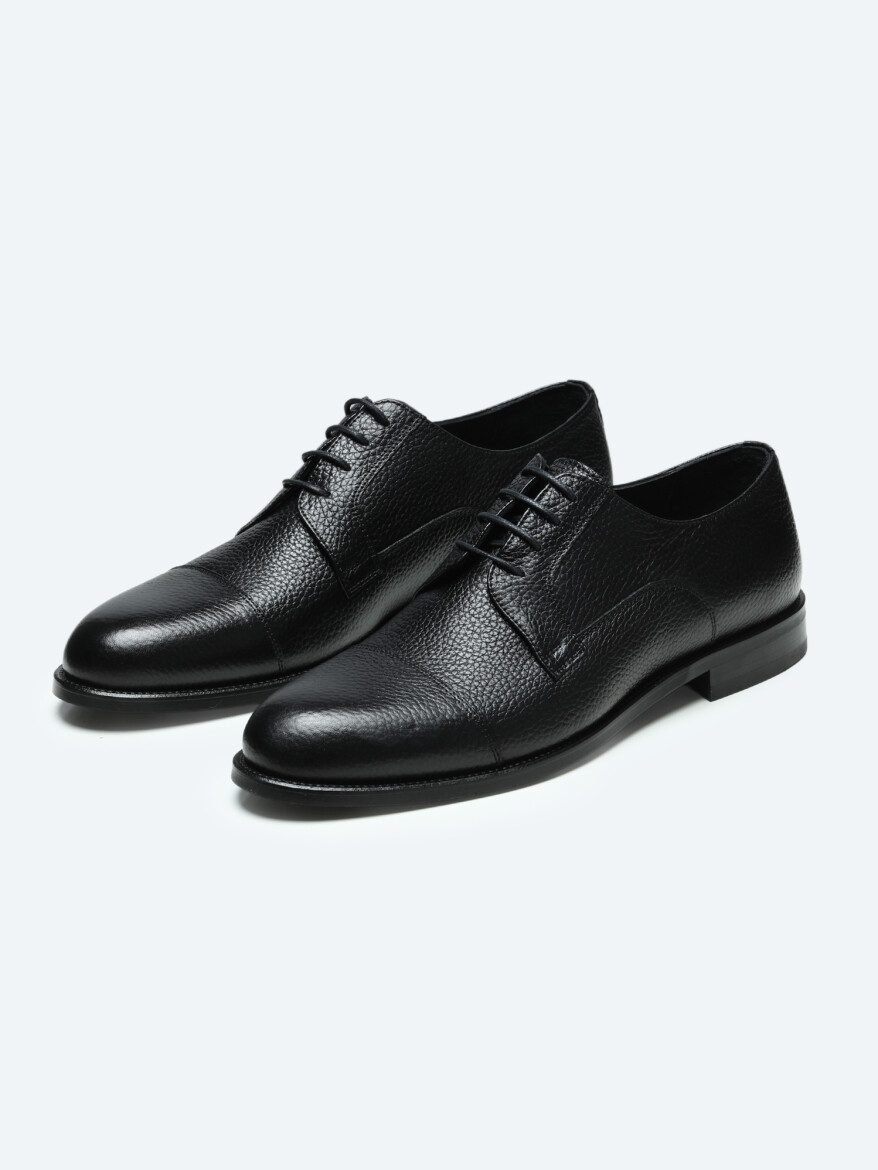 Black Leather Classical Shoes - KİP